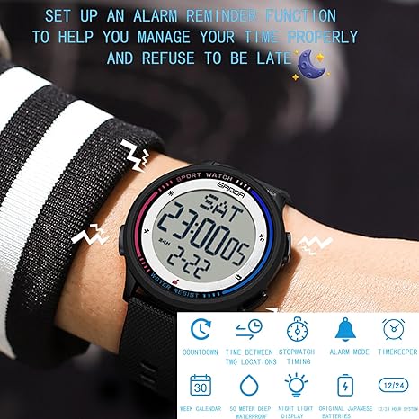 Men’s Waterproof Digital Watch – Sporty, Durable & Stylish