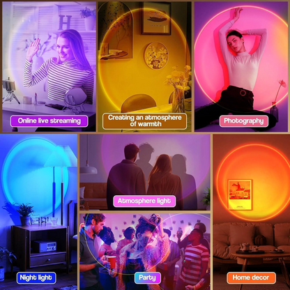 Rainbow Sunset Projection Lamp – Color Changing LED Mood Light with Remote Control