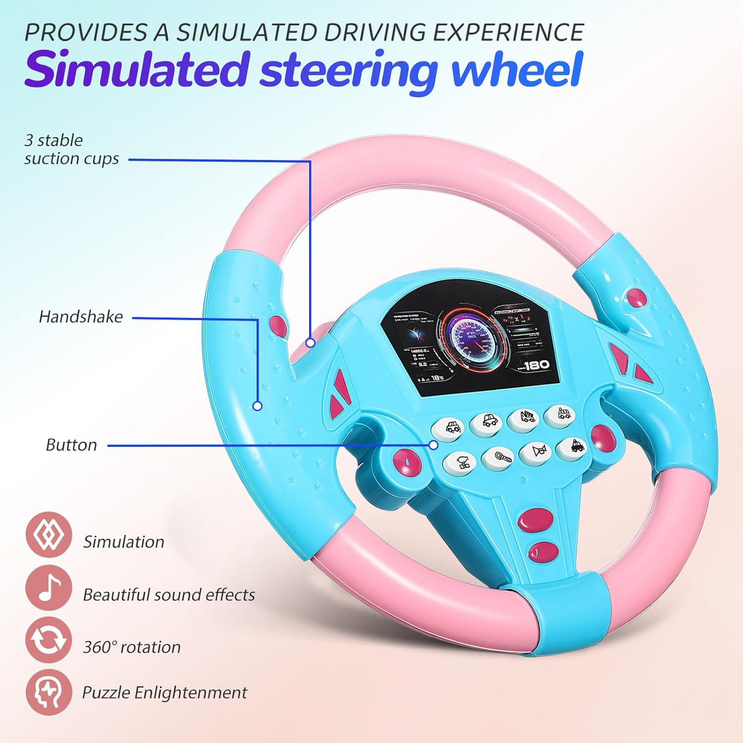 Kids Musical Steering Wheel Toy – Interactive Driving Simulator with Lights & Sounds