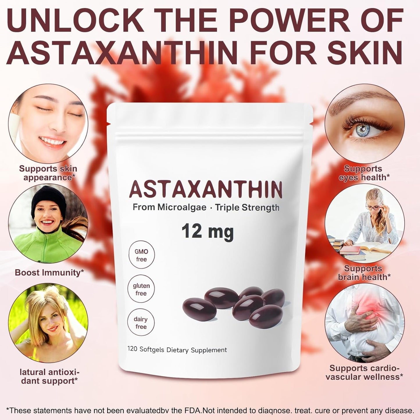 Astaxanthin Antioxidant Softgels – Natural Wellness & Skin Support Supplement