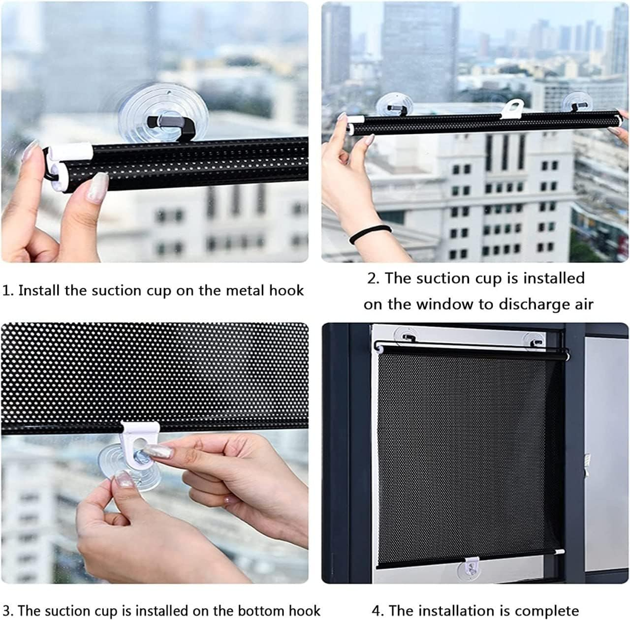 Retractable Car Window Sunshade – Nail Free Suction Cup Blackout Roller Blind