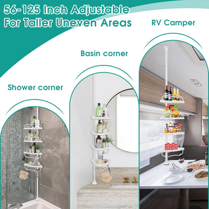 4 Tier Adjustable Bathroom Corner Shelf – Telescopic Shower Storage Rack