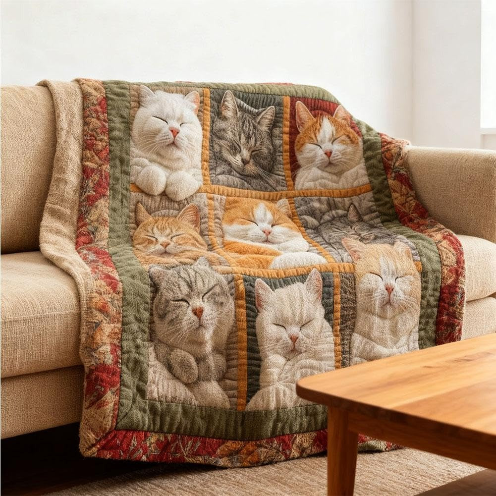 Super Soft 3D Cat Printed Flannel Blanket – Warm & Cozy Home Throw