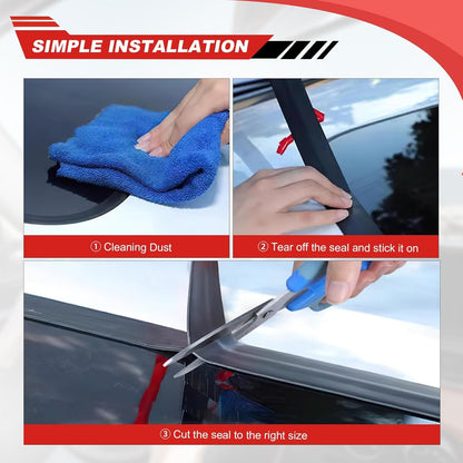 Black T-Type Car Seal Strip – Soundproof & Waterproof Rubber Trim for Doors