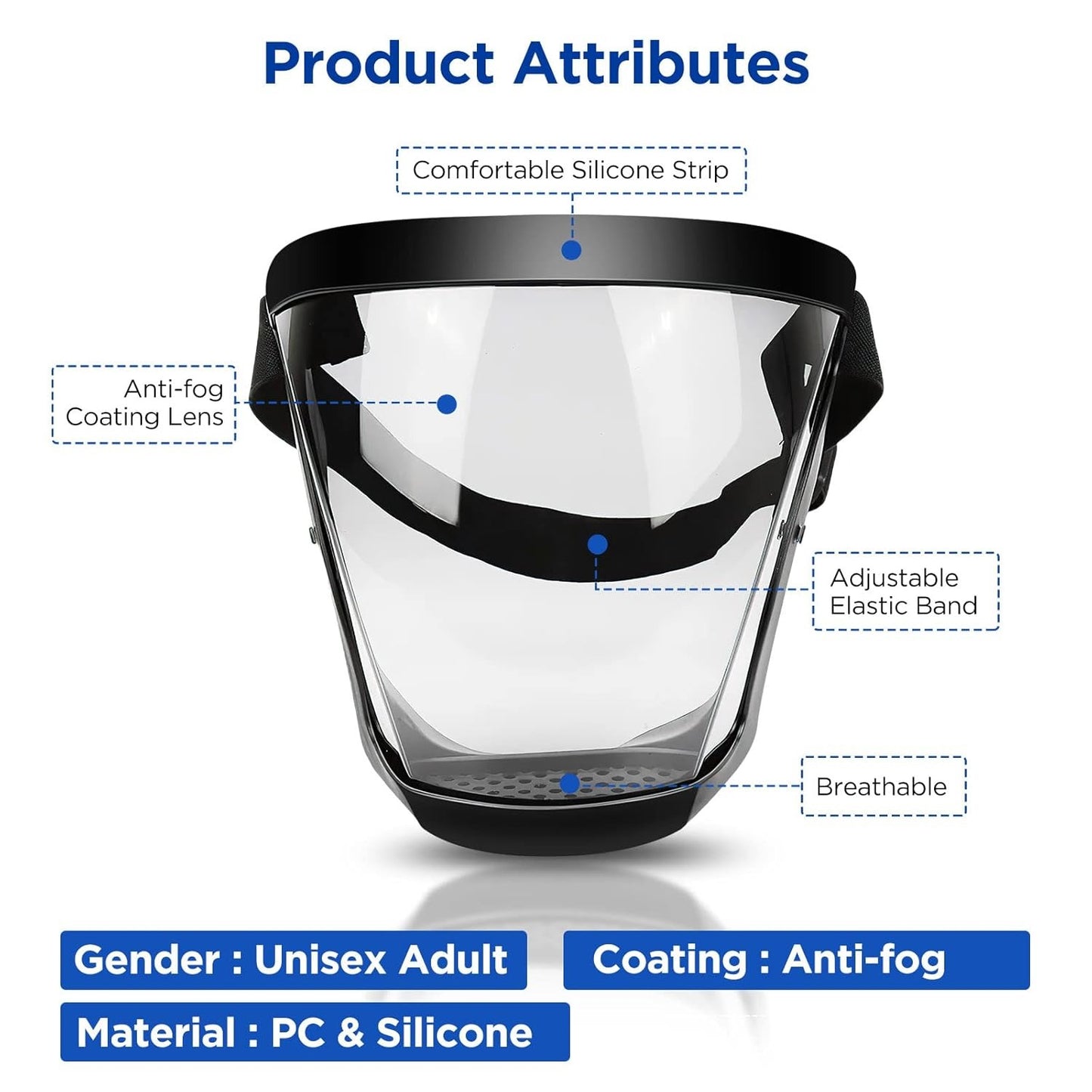 6 Pcs Full Face Protective Mask Set – Anti-Fog Dust Respirator Cover