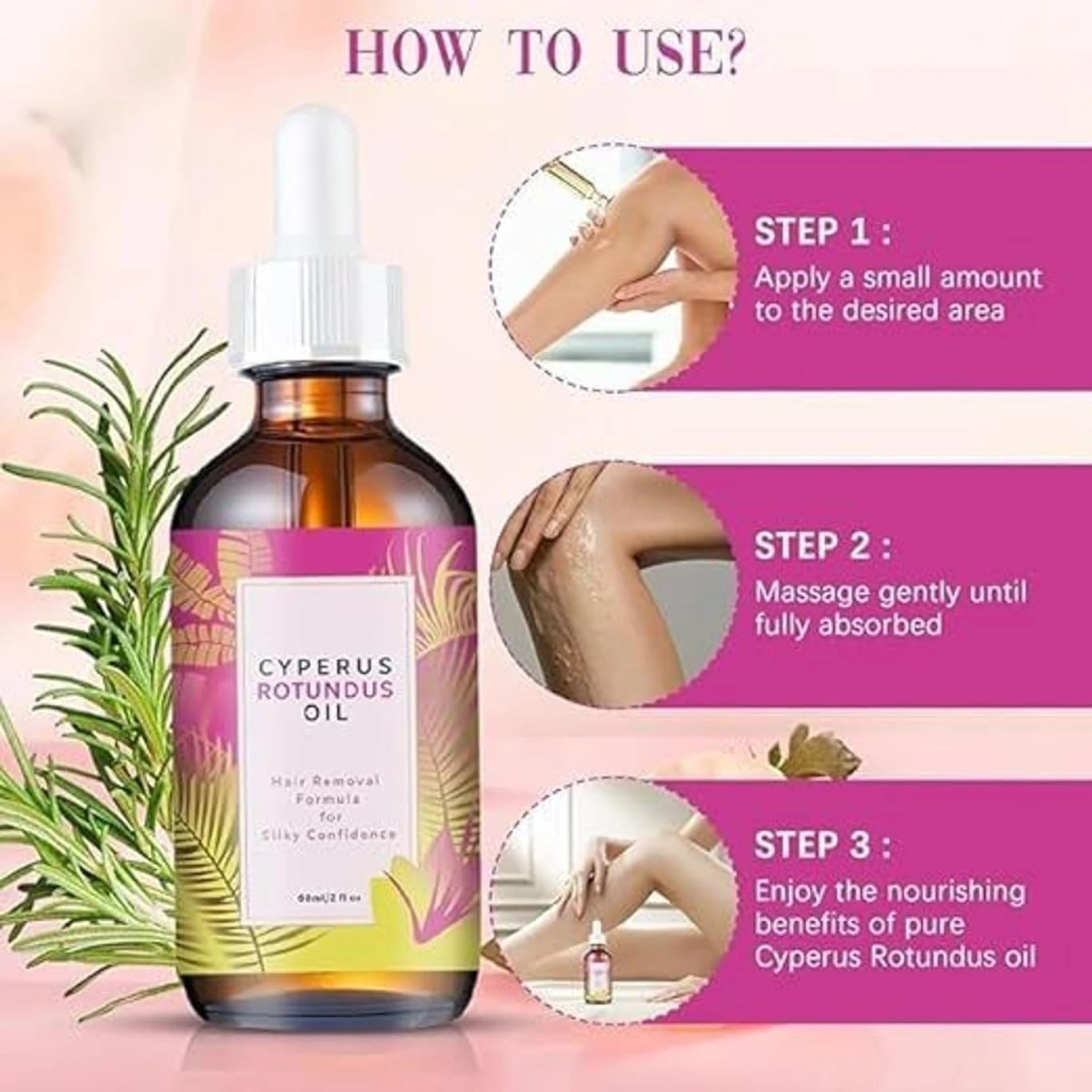 Cyprus Rotundus Hair Removal Care Oil – Gentle Skin Moisturizing & Daily Care Formula