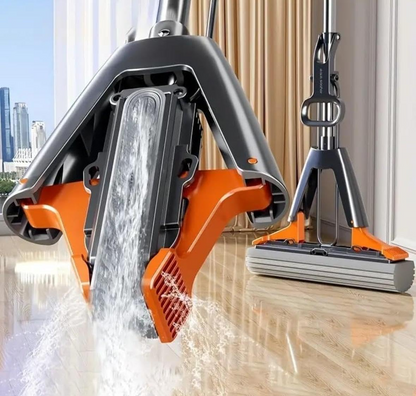 Sponge Head Mop – Self-Wringing Stainless Steel Cleaning Tool