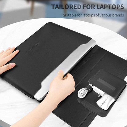 Luxury PU Leather Laptop Sleeve – Slim Protective Case with Stand Function