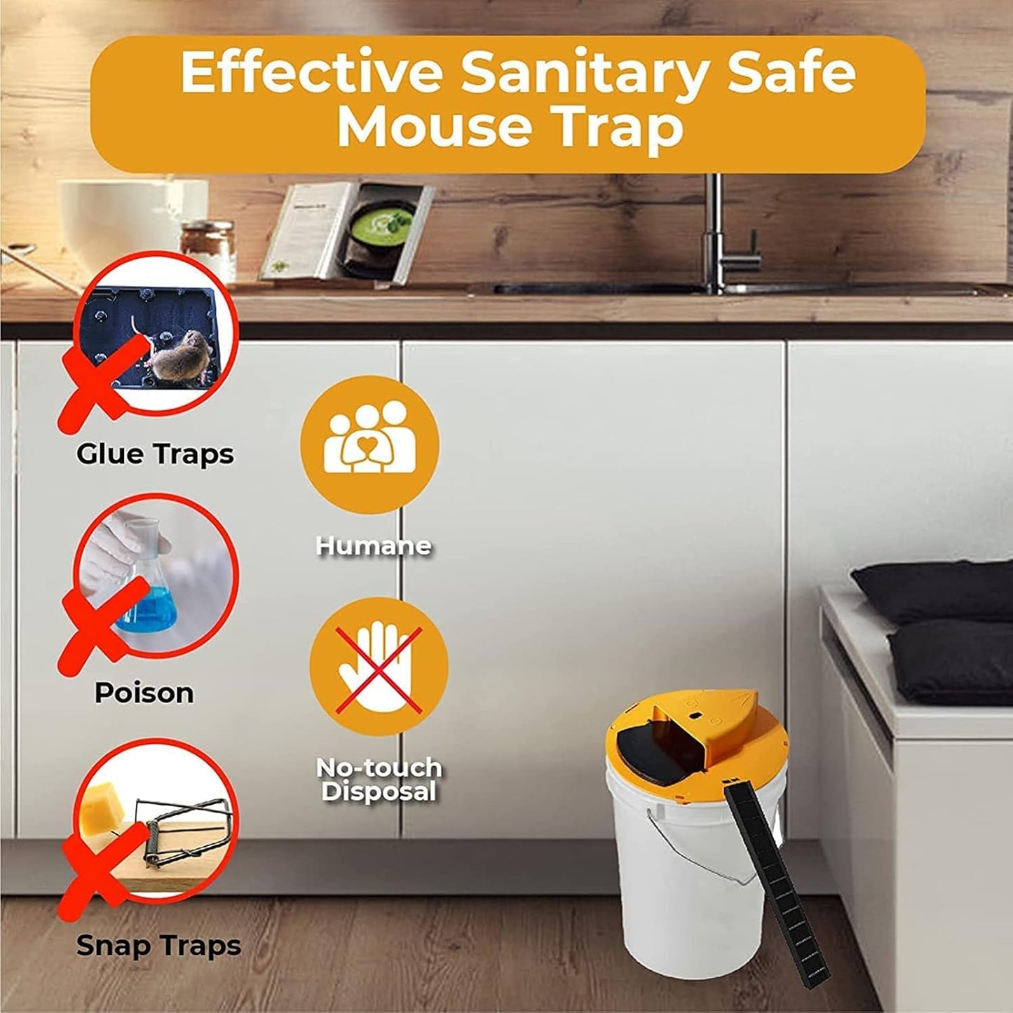 Bucket Lid Rat Trap Reusable Humane Rodent Catcher for Home