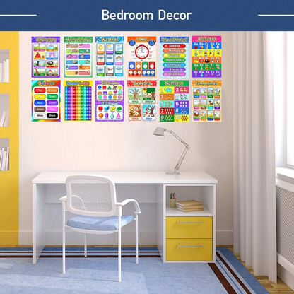 Preschool Educational Posters – Waterproof Classroom Wall Art Set (16pcs)
