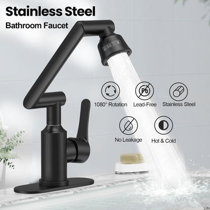 Deck-Mounted Bathroom Faucet Wash Basin Tap with Ceramic Valve Core