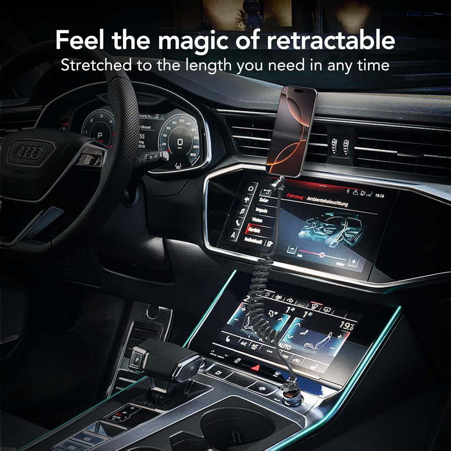 2M Retractable 4-in-1 PD Fast Charging Cable 65W USB-C Multi-Charging