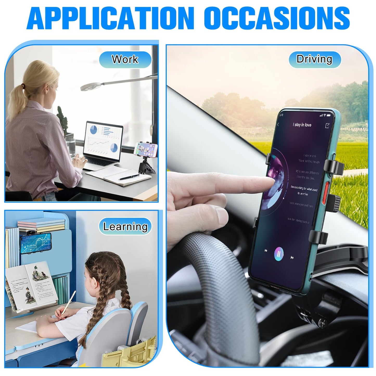 Universal 360° Rotating Car Phone Holder – Dashboard & Rearview Mount
