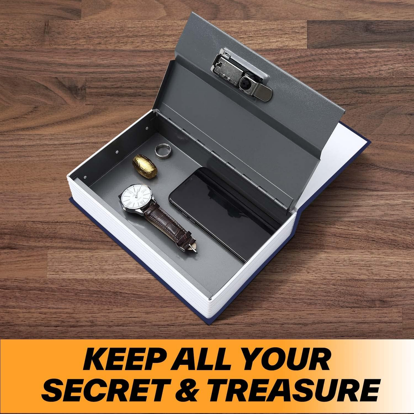 Book Safe with Combination Lock Hidden Steel Security Box