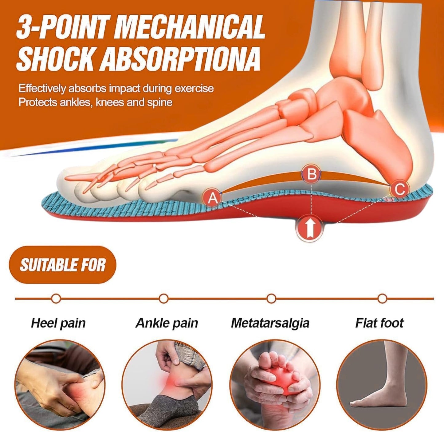 Sports Insoles for Men & Women – Shock Absorption, Breathable & Deodorising Comfort