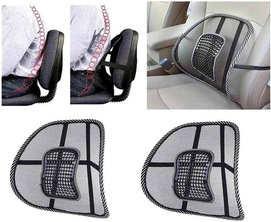 Mesh Bamboo Lumbar Support Backrest – Breathable Car & Office Seat Cushion