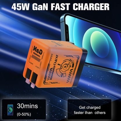 120W GaN Fast Charger USB-C PD Charger with Retractable Cable
