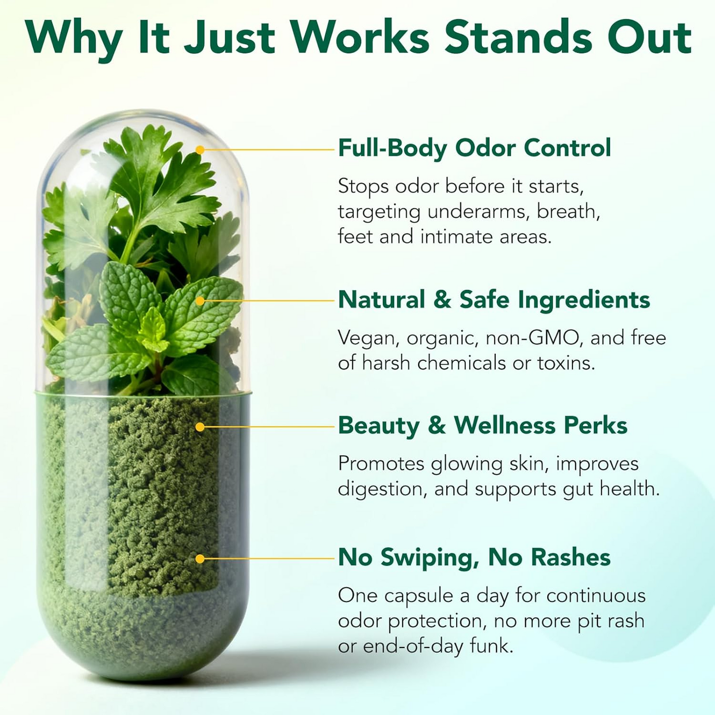 Chlorophyll Full Body Odor Remove Supplement for Adults