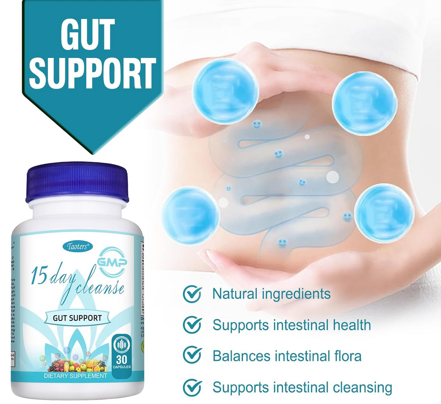 High Quality 15-Day Cleanse Capsules – Gut Support & Detox Flush for Adults
