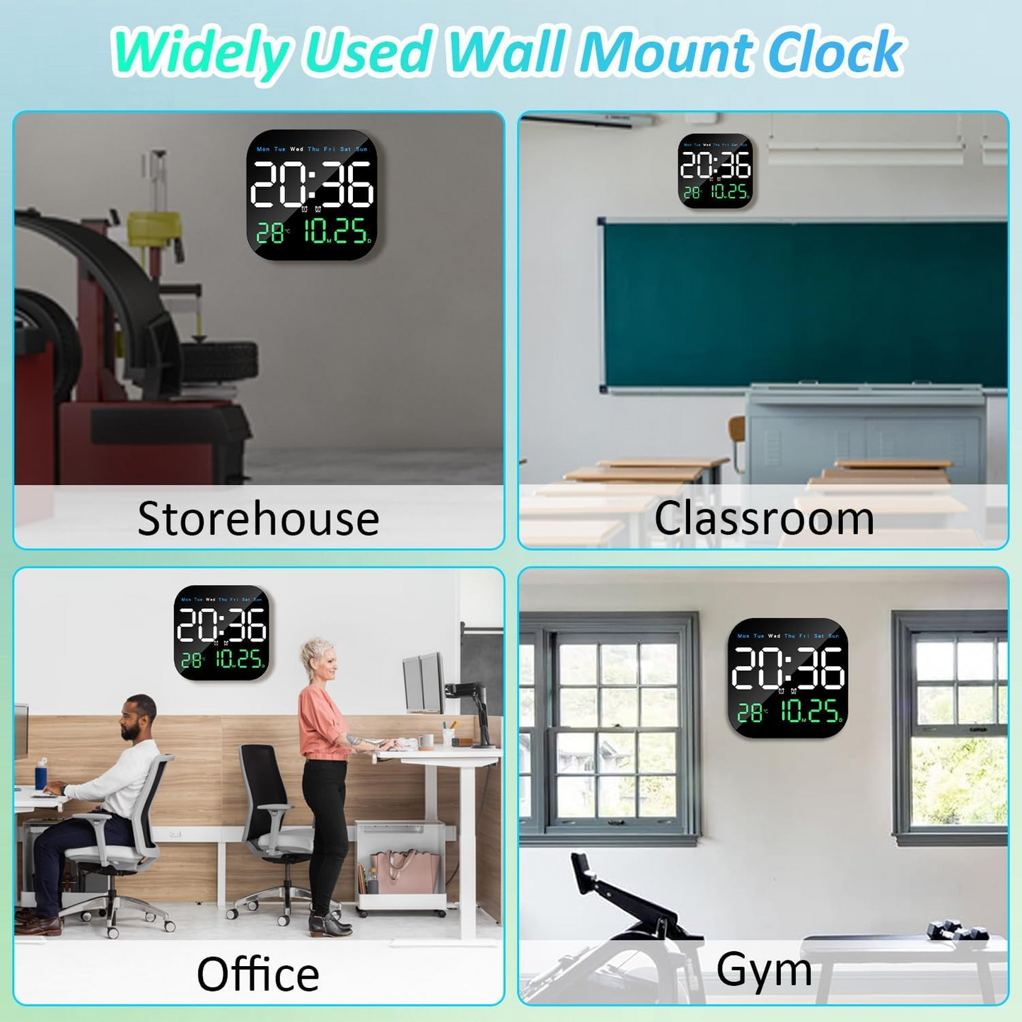 LED Mirror Electronic Clock – Modern Wall & Desk Dual-Purpose Display
