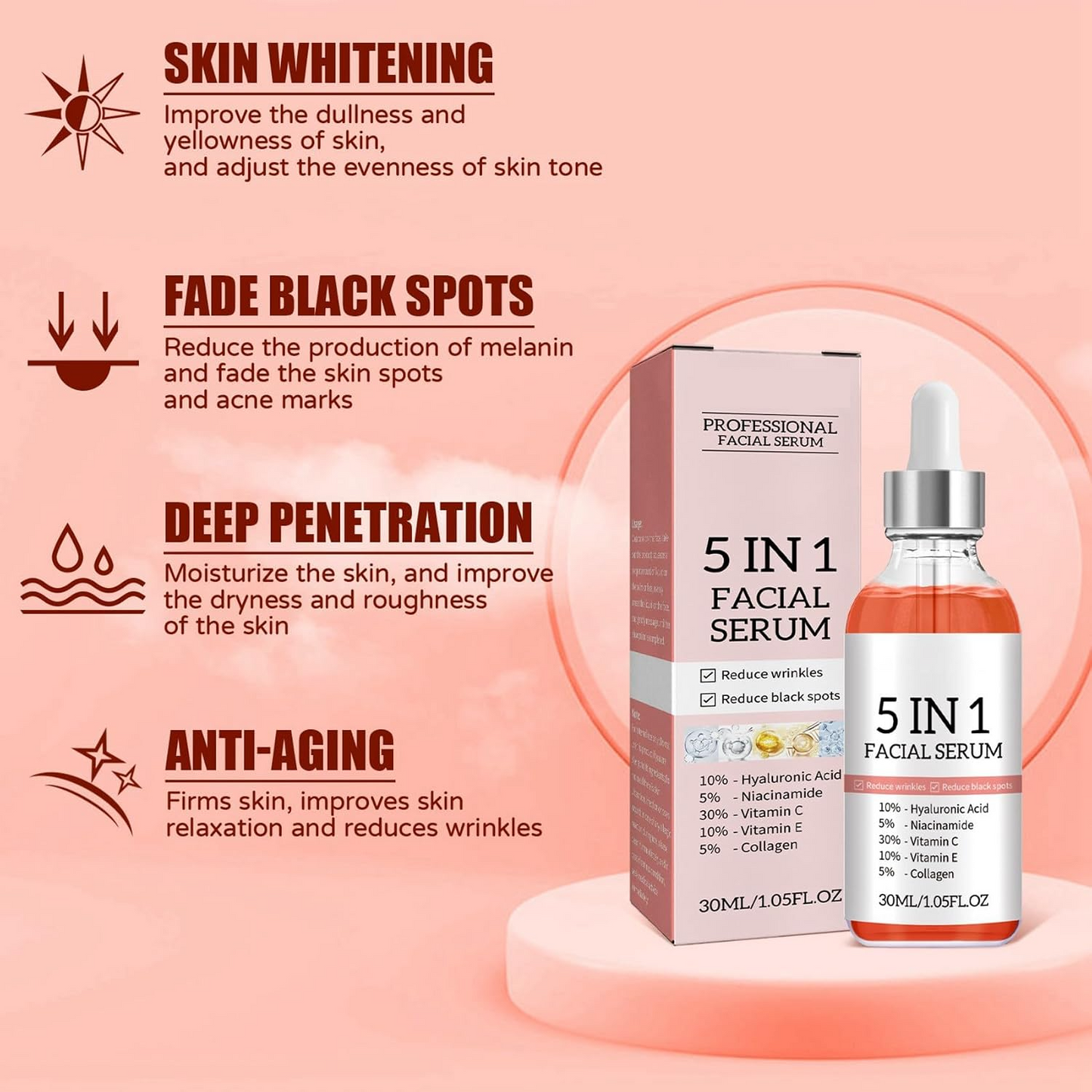 5-in-1 Hyaluronic Acid & Vitamin C Facial Serum