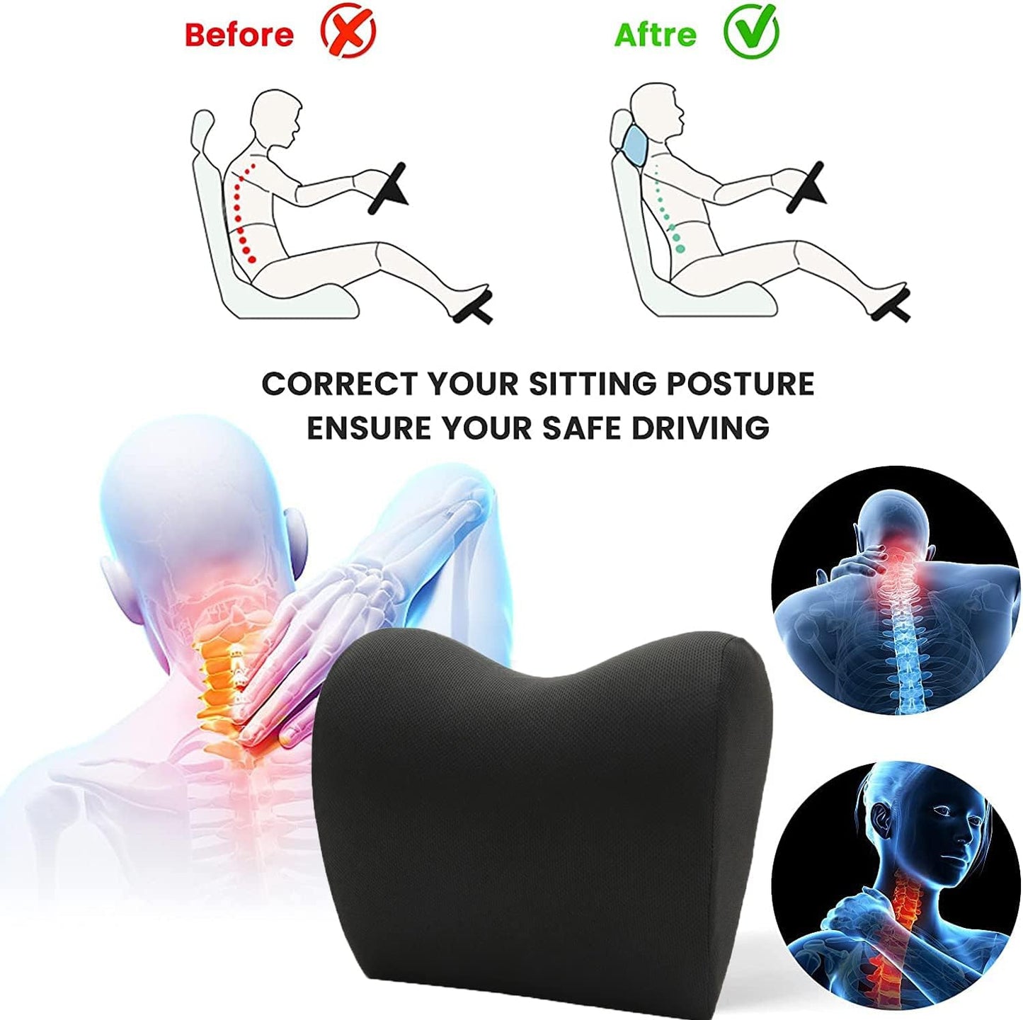 Ergonomic Car Seat Headrest
