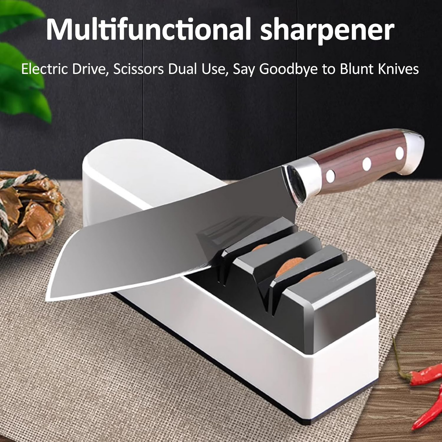 Electric Knife & Scissors Sharpener – Multi Function Kitchen Sharpening Tool