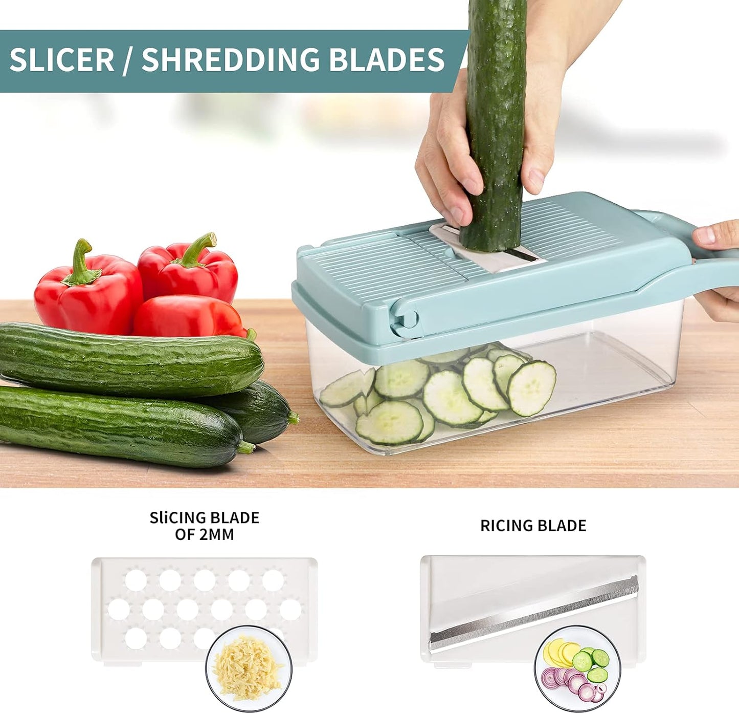 KitchenPro 14-in-1 Vegetable Slicer Set – Chop, Slice & Grate with Ease
