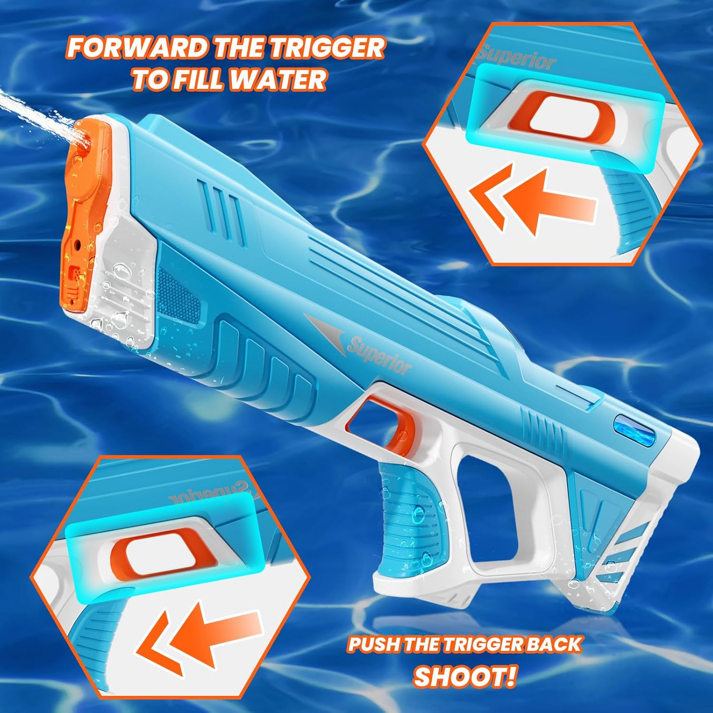 Electric Water Gun Long-Range Water Blaster for Summer Outdoor Fun