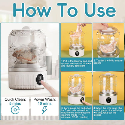 Portable Wireless Mini Washing Machine – All-in-One Top-Loading Laundry Cleaner