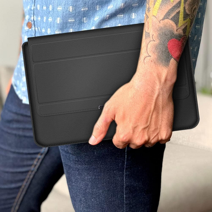 Luxury PU Leather Laptop Sleeve – Slim Protective Case with Stand Function