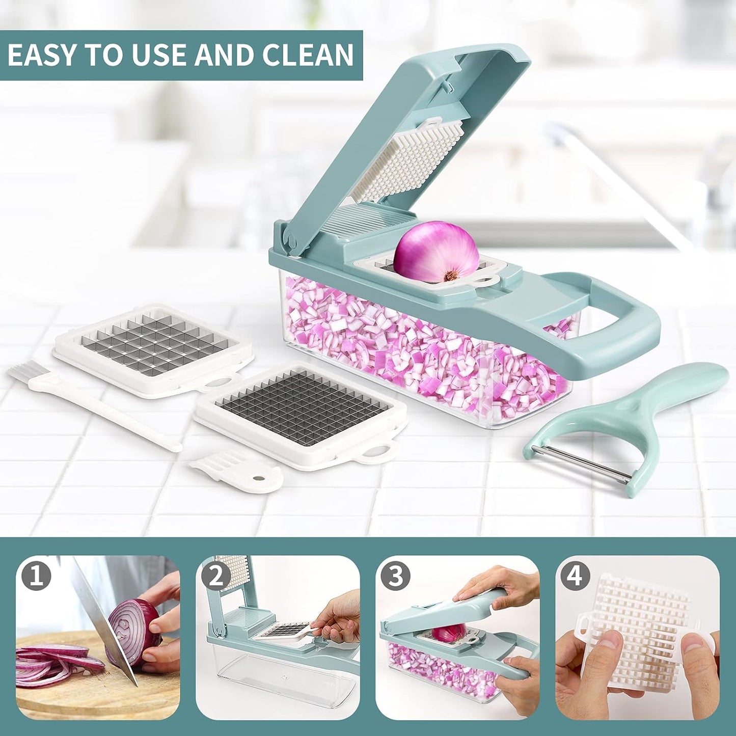 KitchenPro 14-in-1 Vegetable Slicer Set – Chop, Slice & Grate with Ease