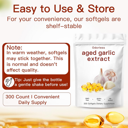 Odorless Aged Garlic Softgels – Heart & Immune Wellness Support