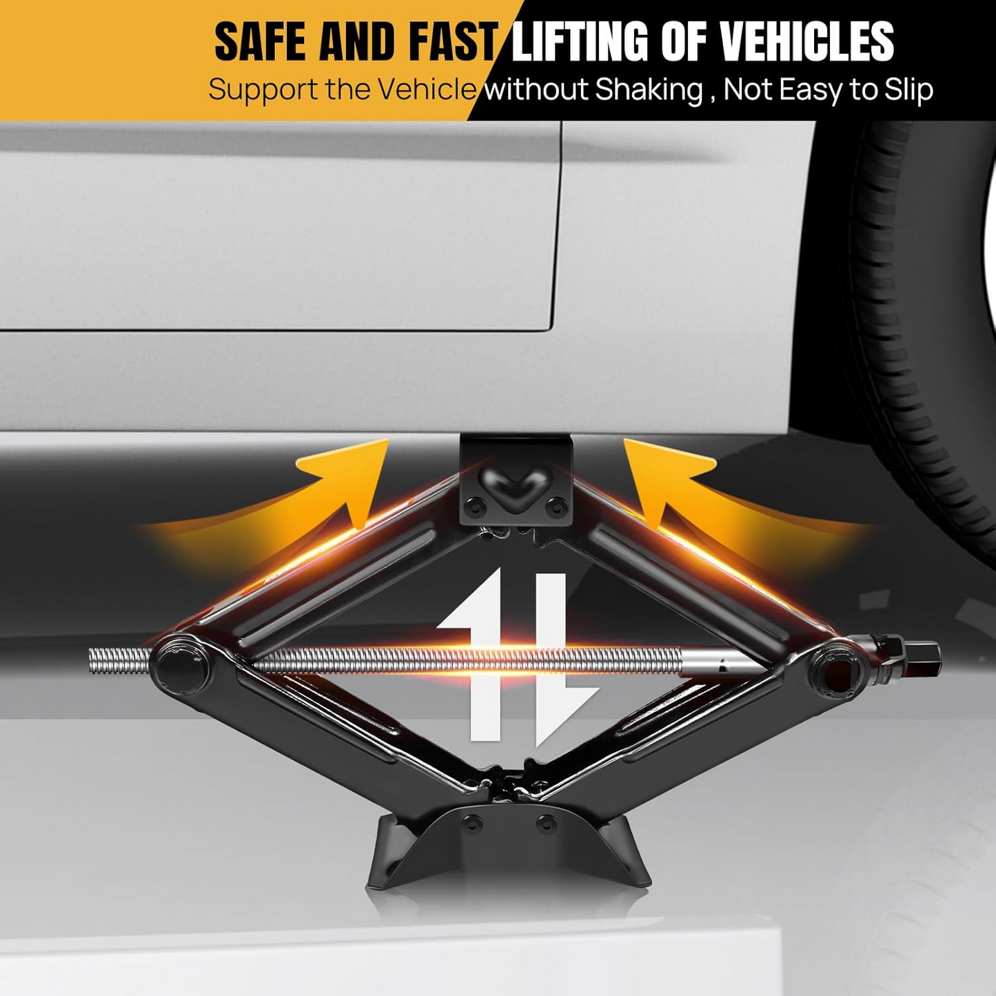 2 Ton Scissor Car Jack – Portable U Head Lift with Ratchet Wrench