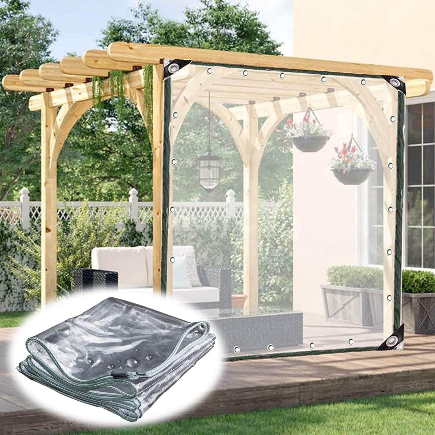 Outdoor Clear Curtains for Patio & Pergola – Waterproof 2M*2M