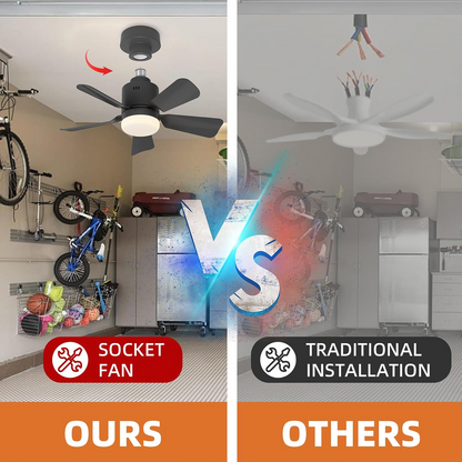 2 in 1 LED Ceiling Fan Light with Remote – Dimmable Socket 6 Blade Fan Lamp