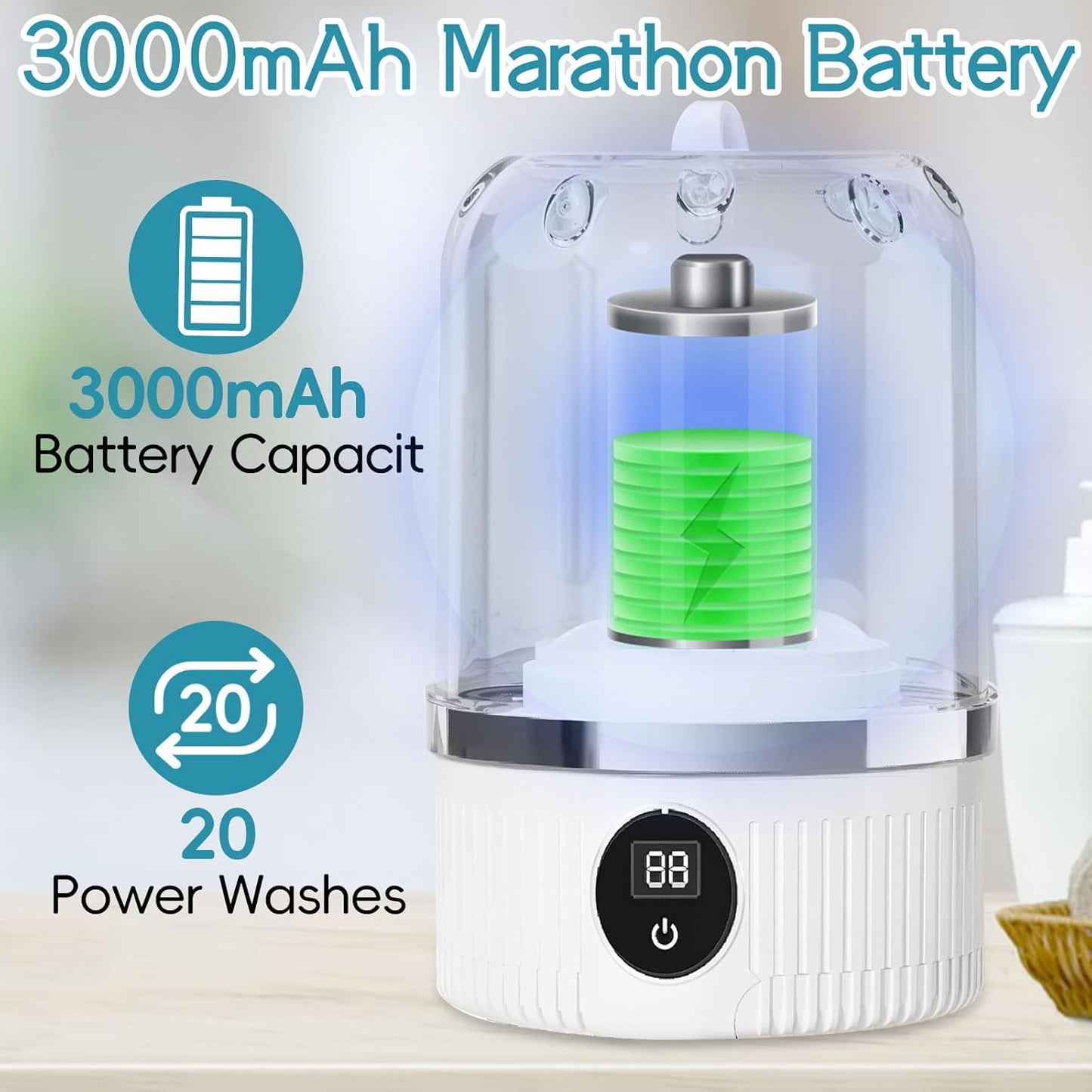 Portable Wireless Mini Washing Machine – All-in-One Top-Loading Laundry Cleaner
