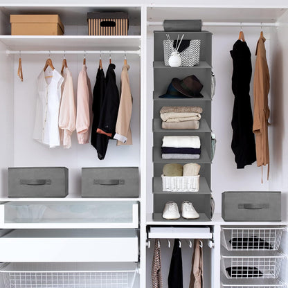Hanging Closet Organizer – 5 Shelves & 6 Side Pockets