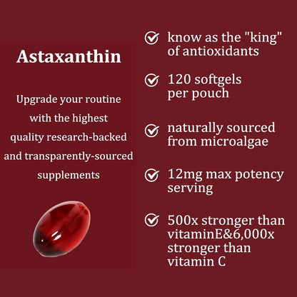 Astaxanthin Antioxidant Softgels – Natural Wellness & Skin Support Supplement