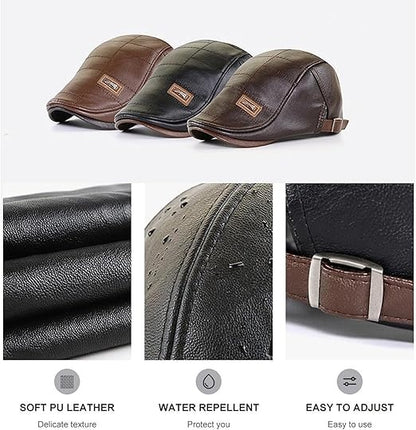 Men’s Retro Leather Beret – Timeless Style & Comfort