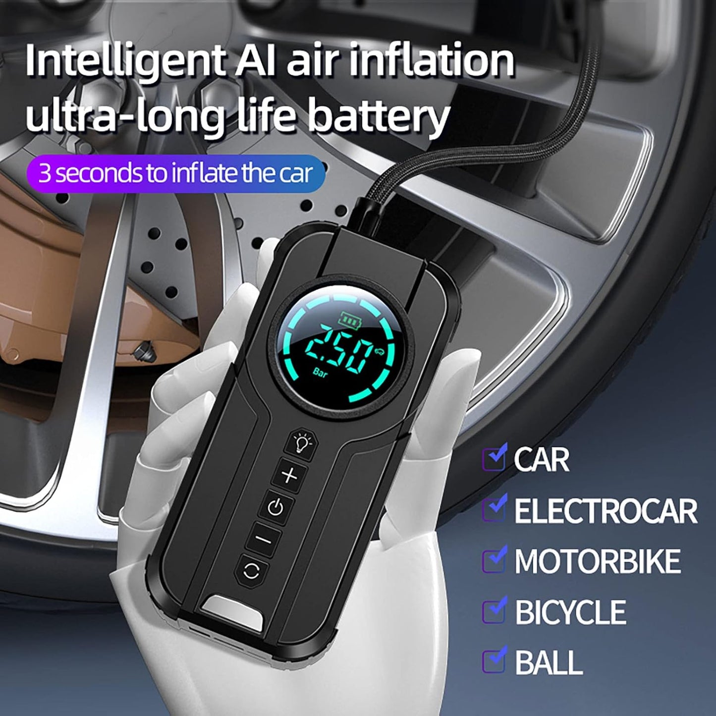 Original Mini Tire Inflator – 1-Min Fast Fill, Anywhere, Anytime