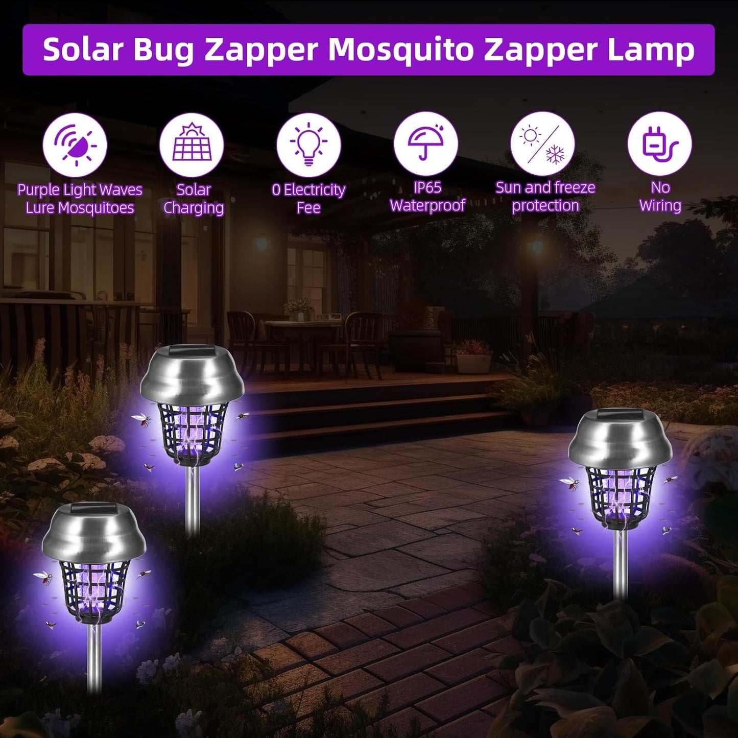 Solar Waterproof Outdoor Mosquito Repellent Light