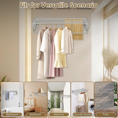 Retractable Folding Towel Holder — Wall Mounted Drying Rack