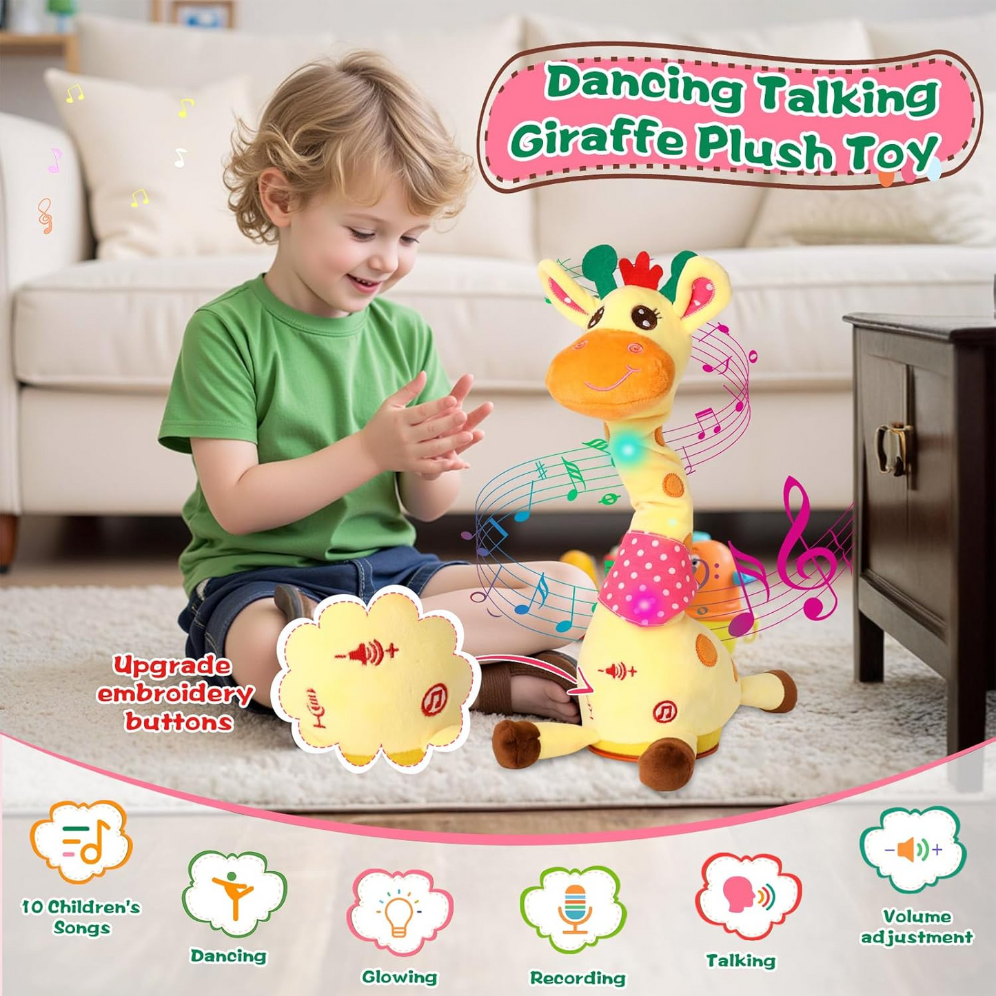 Cute Electronic Dancing Giraffe Plush Toy – Musical Swinging Stuffed Animal with Adjustable Volume