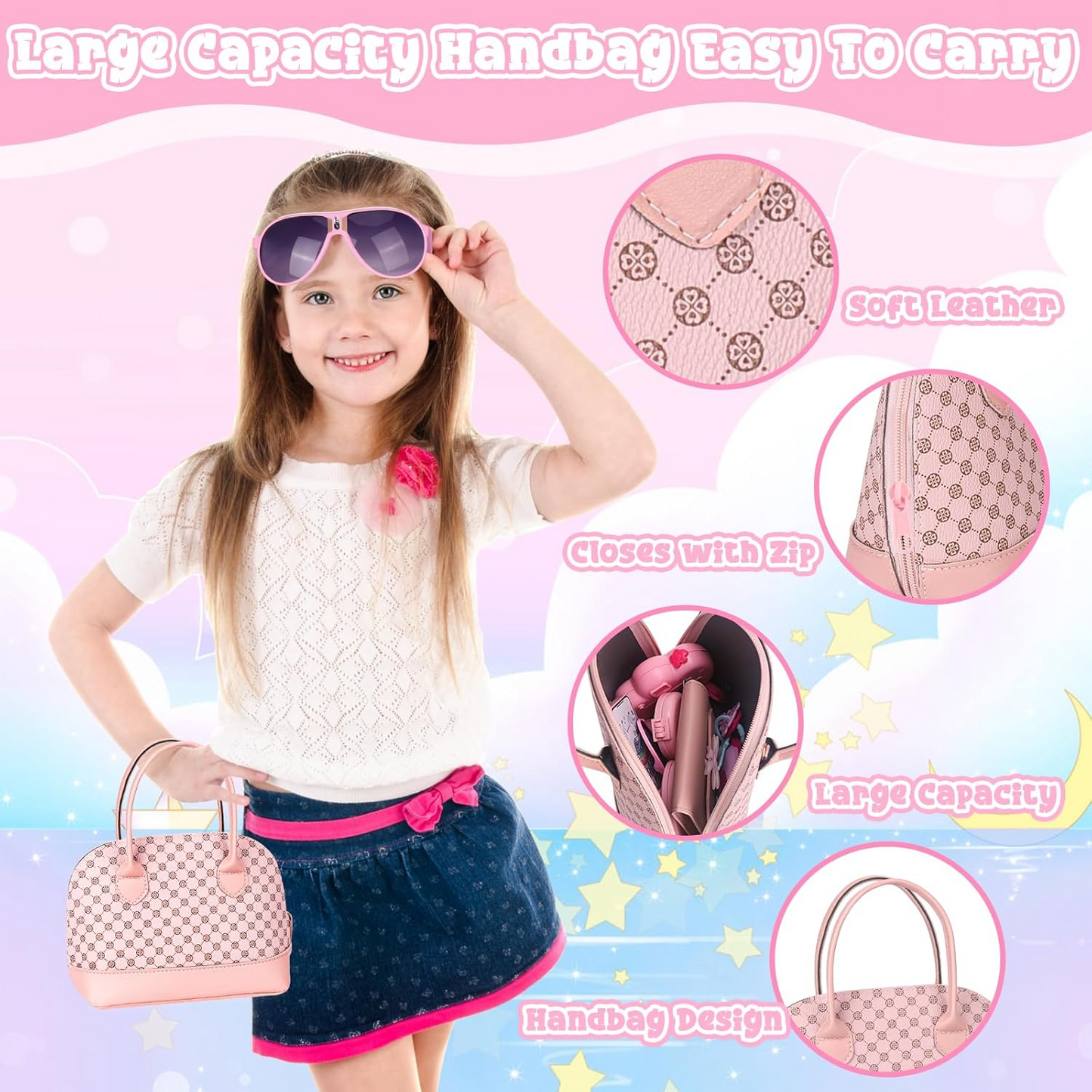 Realistic Pretend Play Fashion Handbag – Kids Makeup & Shopping Toy Set