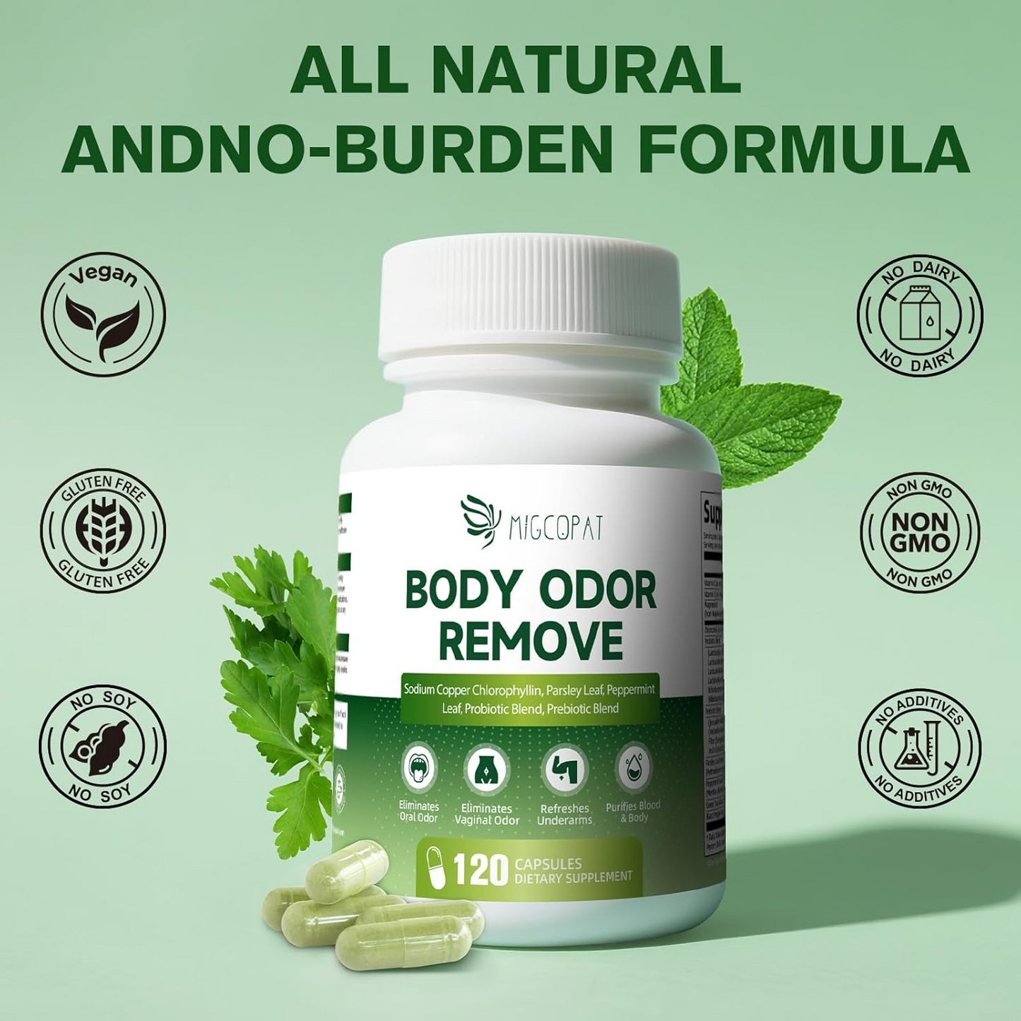 Chlorophyll Full Body Odor Remove Supplement for Adults