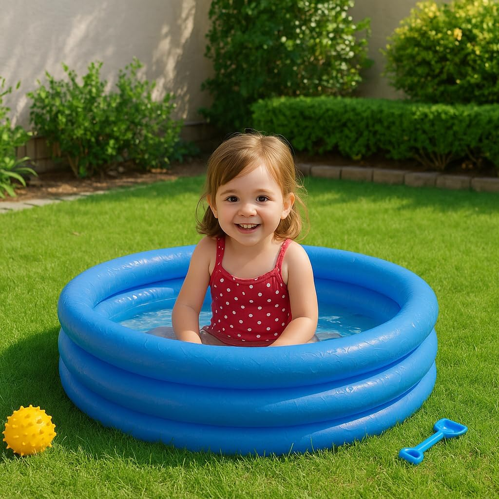 Inflatable Kiddie Pool – 3-Ring Portable Summer Fun Pool