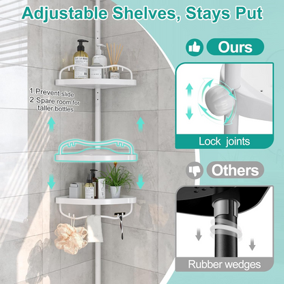4 Tier Adjustable Bathroom Corner Shelf – Telescopic Shower Storage Rack