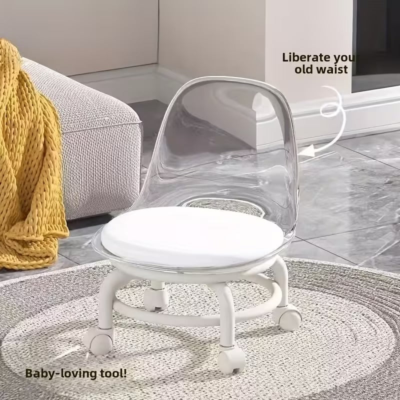 360° Swivel Low Acrylic Chair – Modern Seating for Children & Adults