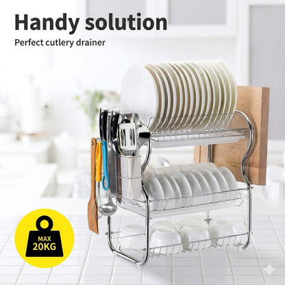 Double Layer Dish Drain Rack – Household Metal Kitchen Storage Organizer